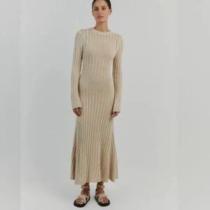 DISSH Beige Ribbed Maxi Dress